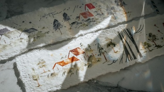 [Meow Illustration] 冷色小房子 Cool Little House 和紙テープ(剥離紙付き)