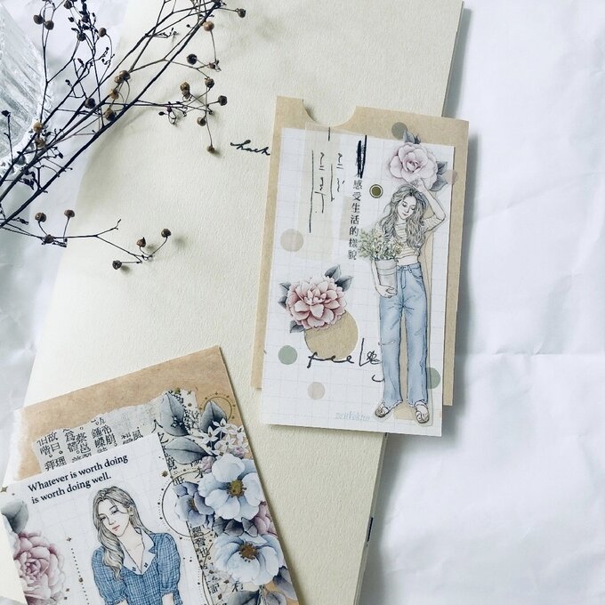 [樂意Loidesign]星織 Stars and flowers 薔薇&惑星柄 クリアPETテープ(箔押し、剥離紙付き)