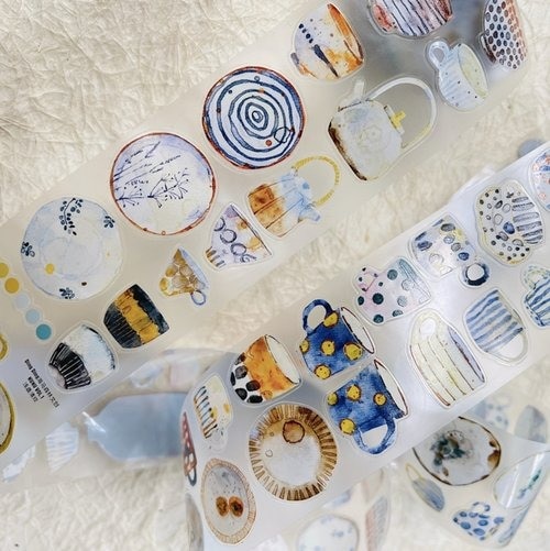 [丁丁DingDing] #N01 浅盞清歓 ダイカットマットPETテープ(剥離紙付き)