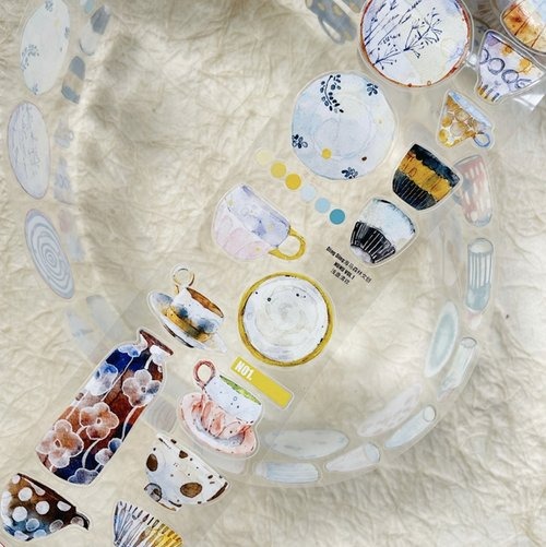 [丁丁DingDing] #N01 浅盞清歓 ダイカットマットPETテープ(剥離紙付き)