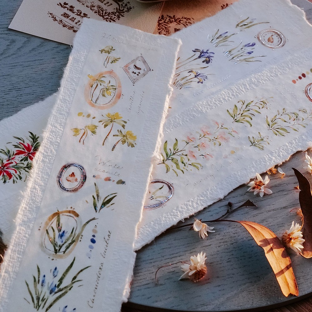 [Meow Illustration] 花開的樣子<冬> A Year of Blossom Winter 和紙テープ(シルバー箔押、剥離紙付き)