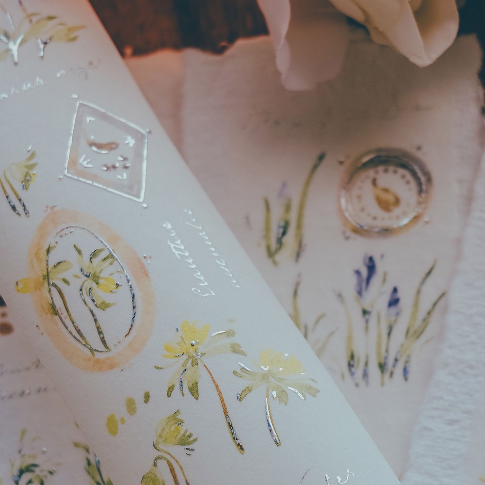 [Meow Illustration] 花開的樣子<冬> A Year of Blossom Winter 和紙テープ(シルバー箔押、剥離紙付き)