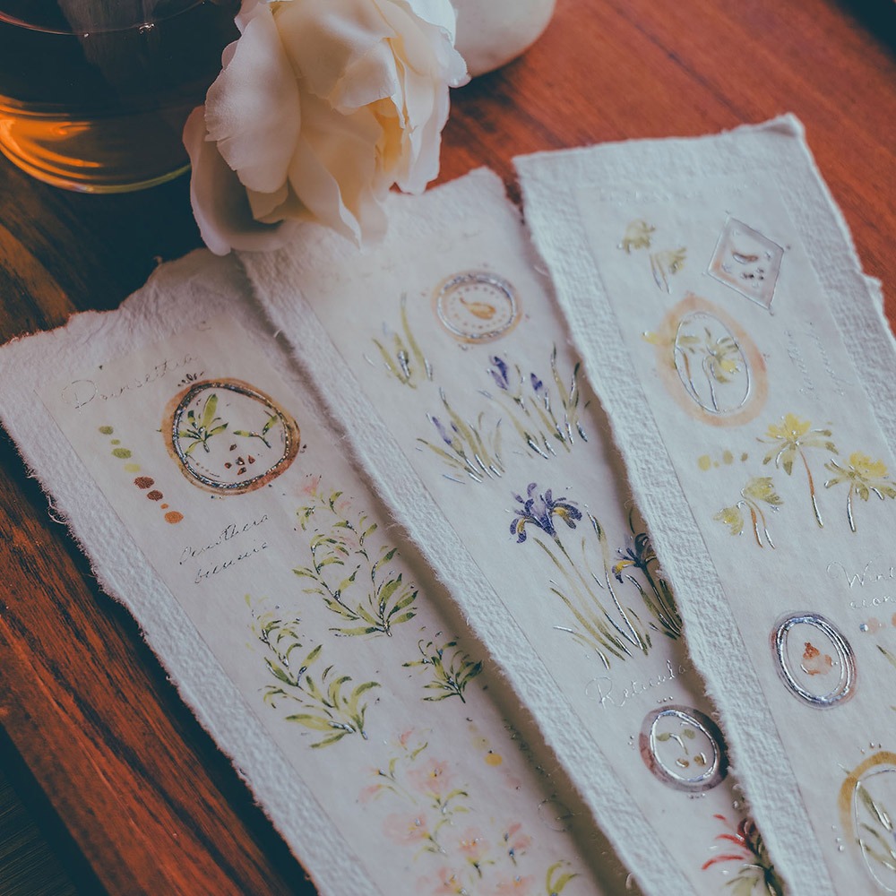 [Meow Illustration] 花開的樣子<冬> A Year of Blossom Winter 和紙テープ(シルバー箔押、剥離紙付き)