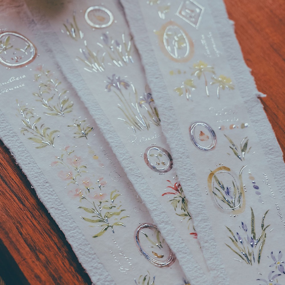 [Meow Illustration] 花開的樣子<冬> A Year of Blossom Winter 和紙テープ(シルバー箔押、剥離紙付き)