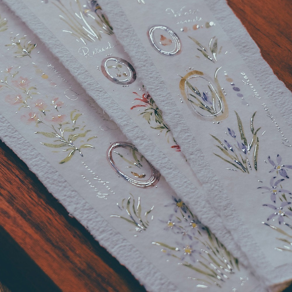 [Meow Illustration] 花開的樣子<冬> A Year of Blossom Winter 和紙テープ(シルバー箔押、剥離紙付き)