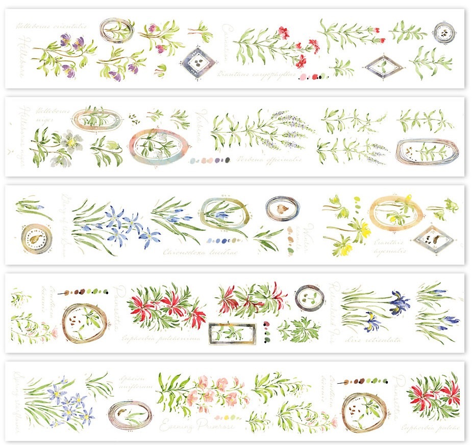 [Meow Illustration] 花開的樣子<冬> A Year of Blossom Winter 和紙テープ(シルバー箔押、剥離紙付き)