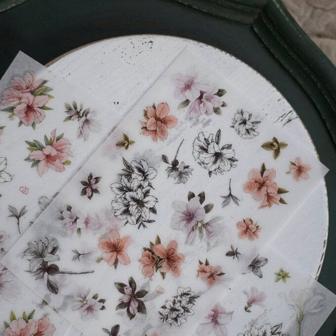 [樂意Loidesign]杜鵑 Azalea ツツジ柄 転写シール(剥離紙付き) 3種類各1枚 台湾マスキングテープ 海外マスキングテープ