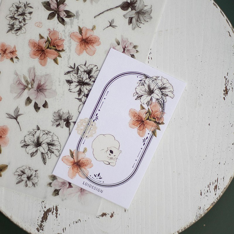 [樂意Loidesign]杜鵑 Azalea ツツジ柄 転写シール(剥離紙付き) 3種類各1枚 台湾マスキングテープ 海外マスキングテープ