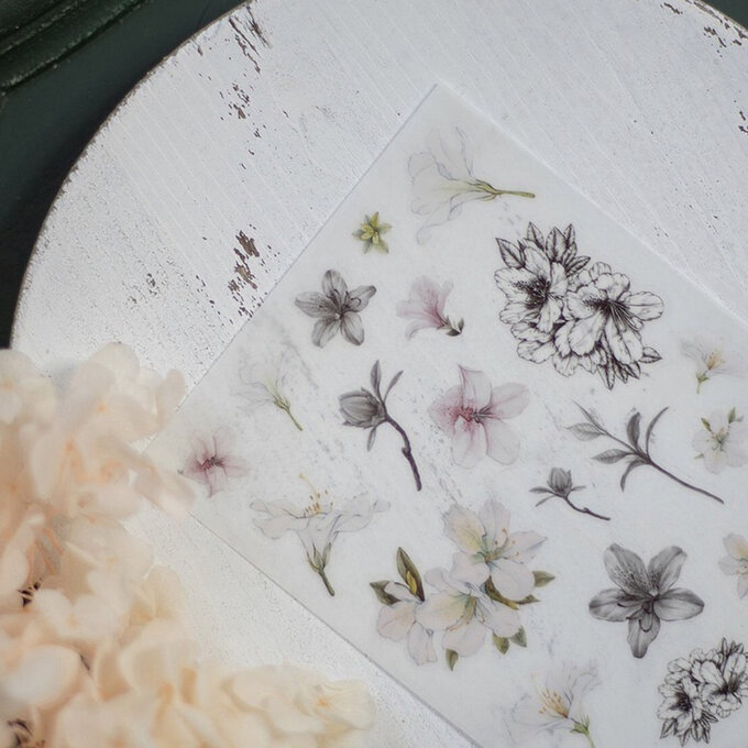 [樂意Loidesign]杜鵑 Azalea ツツジ柄 転写シール(剥離紙付き) 3種類各1枚 台湾マスキングテープ 海外マスキングテープ