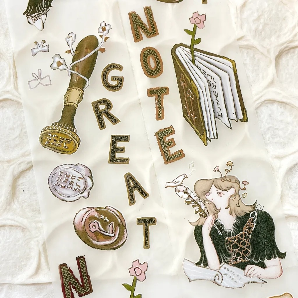 [何包蛋misshoegg x 文具小集] 女孩文具日 箔押しマットPETテープ(剥離紙付き)