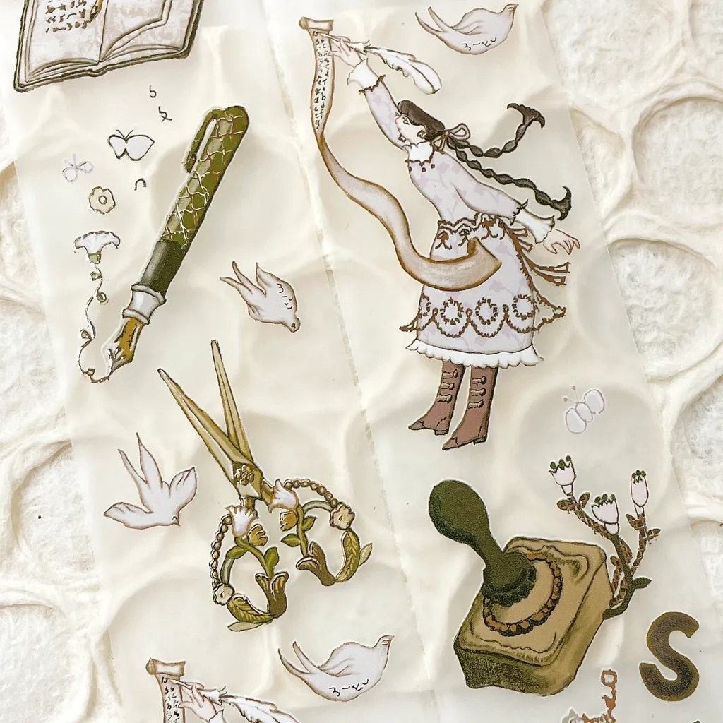 [何包蛋misshoegg x 文具小集] 女孩文具日 箔押しマットPETテープ(剥離紙付き)