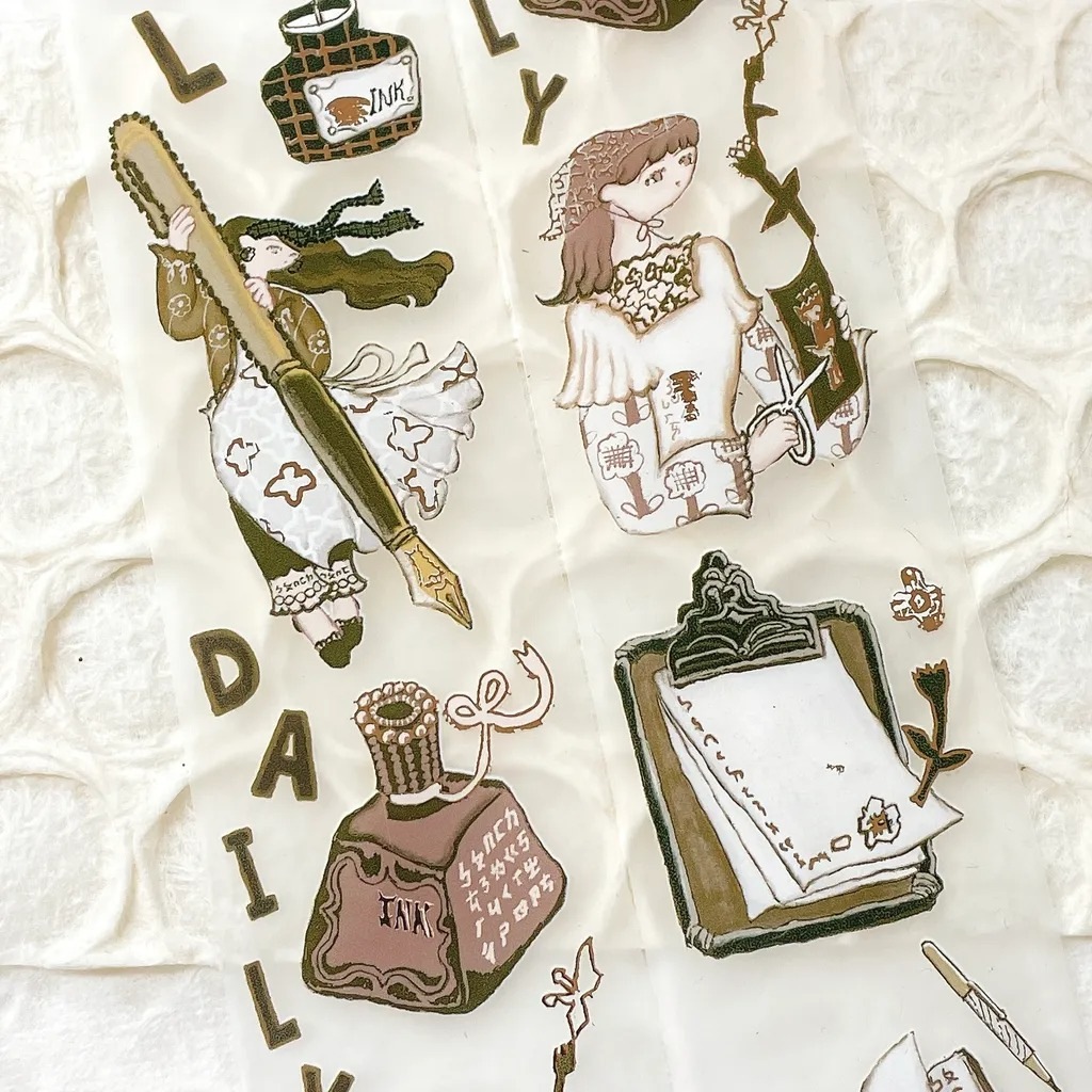 [何包蛋misshoegg x 文具小集] 女孩文具日 箔押しマットPETテープ(剥離紙付き)