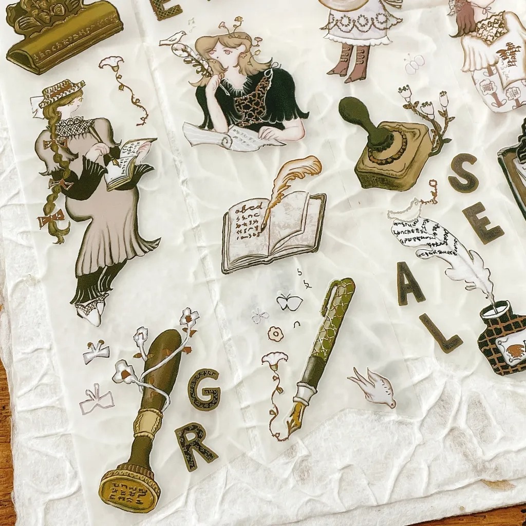 [何包蛋misshoegg x 文具小集] 女孩文具日 箔押しマットPETテープ(剥離紙付き)