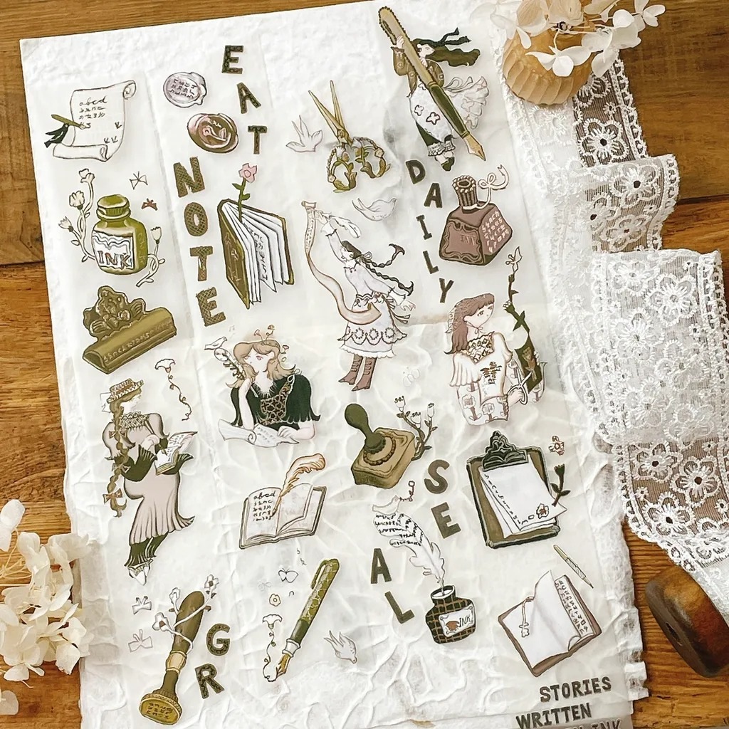 [何包蛋misshoegg x 文具小集] 女孩文具日 箔押しマットPETテープ(剥離紙付き)