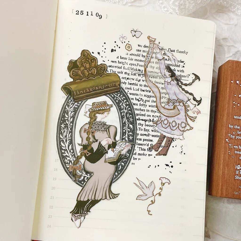 [何包蛋misshoegg x 文具小集] 女孩文具日 箔押しマットPETテープ(剥離紙付き)