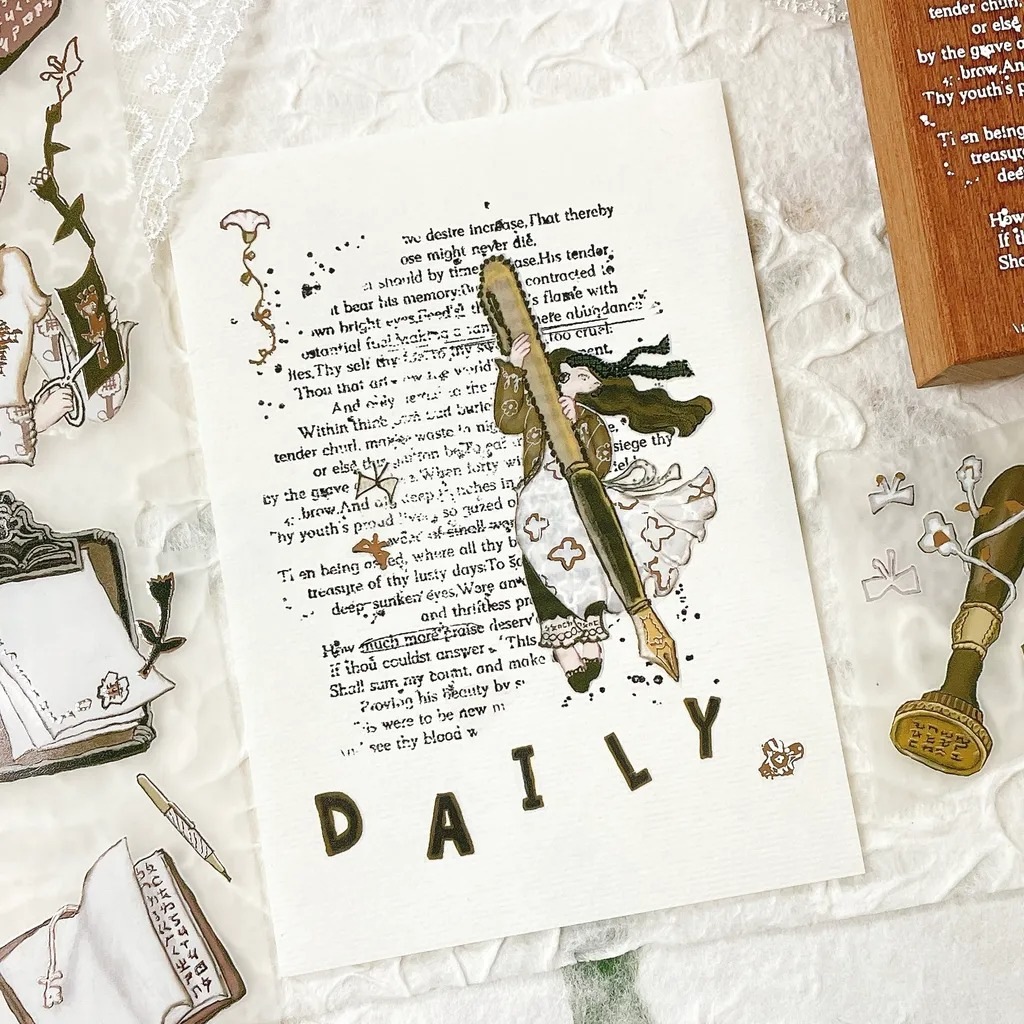 [何包蛋misshoegg x 文具小集] 女孩文具日 箔押しマットPETテープ(剥離紙付き)