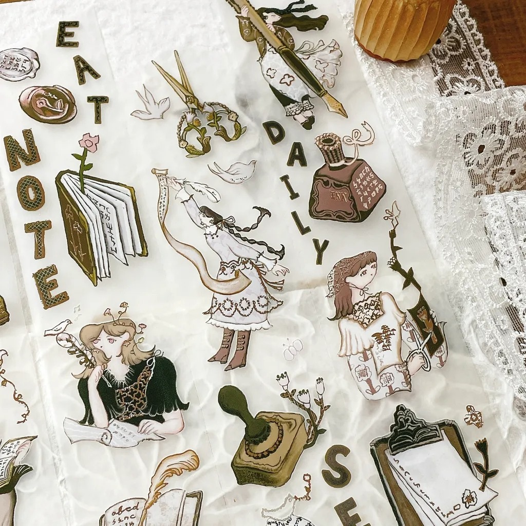 [何包蛋misshoegg x 文具小集] 女孩文具日 箔押しマットPETテープ(剥離紙付き)