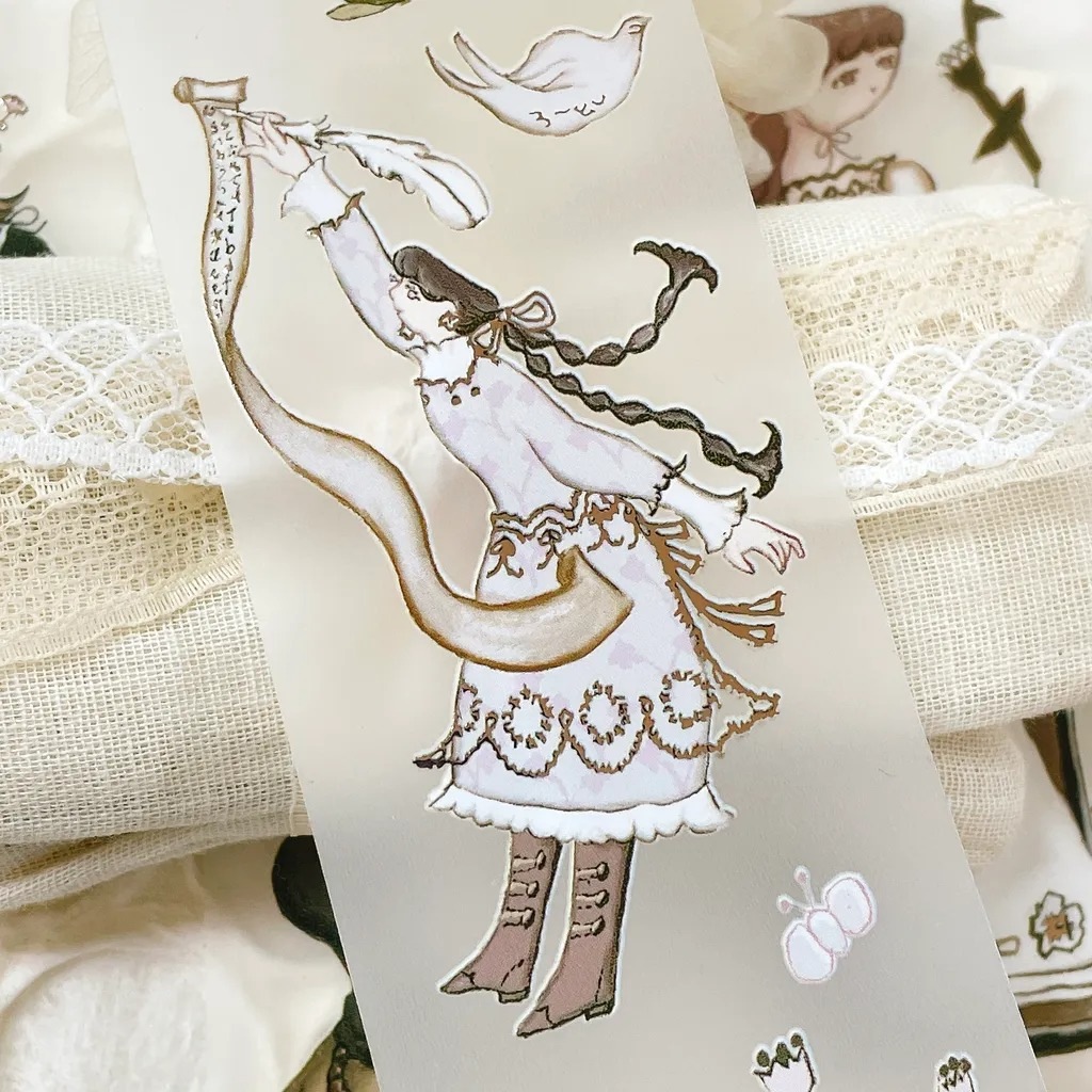 [何包蛋misshoegg x 文具小集] 女孩文具日 箔押しマットPETテープ(剥離紙付き)