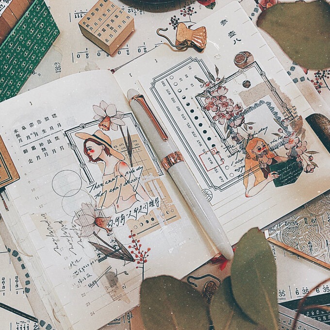 樂意Loidesign]復古花 レトロフラワー柄 転写シール(剥離紙付き) 3種類