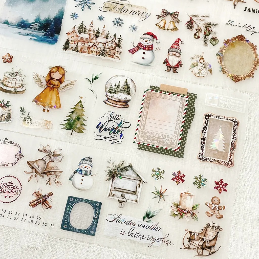 [Journal pages] Cozy Christmas 貝殻光ダイカットマットPETテープ(剥離紙付き)　