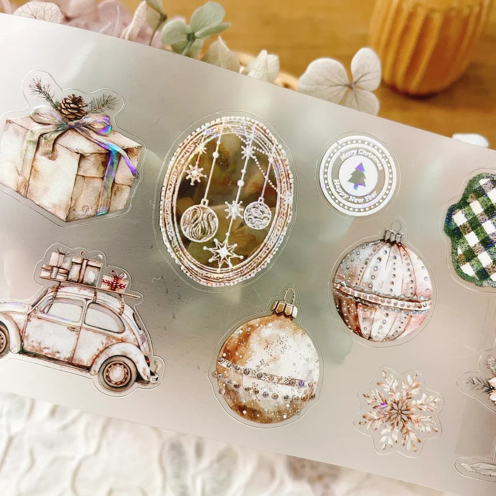 [Journal pages] Cozy Christmas 貝殻光ダイカットマットPETテープ(剥離紙付き)　