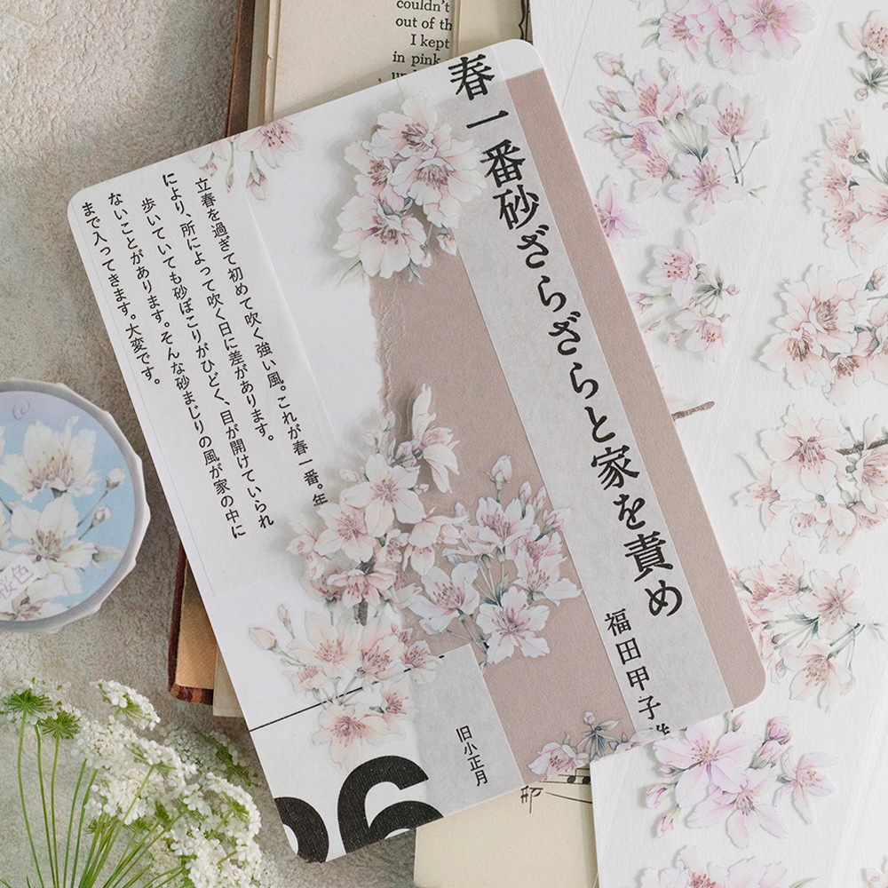 [樂意Loidesign] 櫻色(Sakura Color)さくら柄  クリアPETテープ(剥離紙付き)