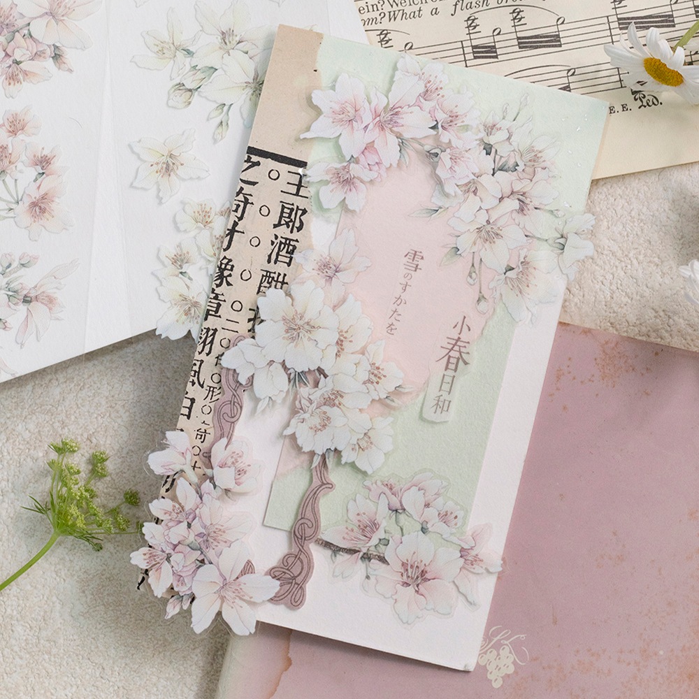 [樂意Loidesign] 櫻色(Sakura Color)さくら柄  クリアPETテープ(剥離紙付き)