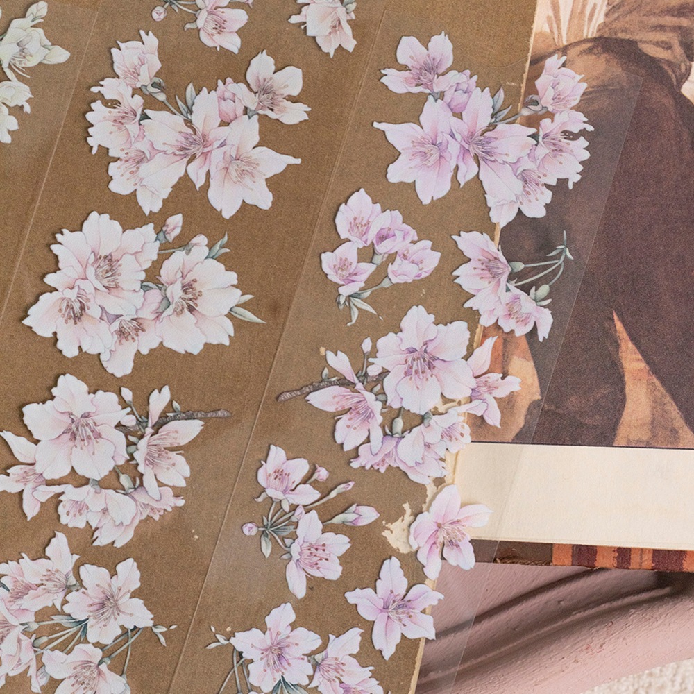 [樂意Loidesign] 櫻色(Sakura Color)さくら柄  クリアPETテープ(剥離紙付き)