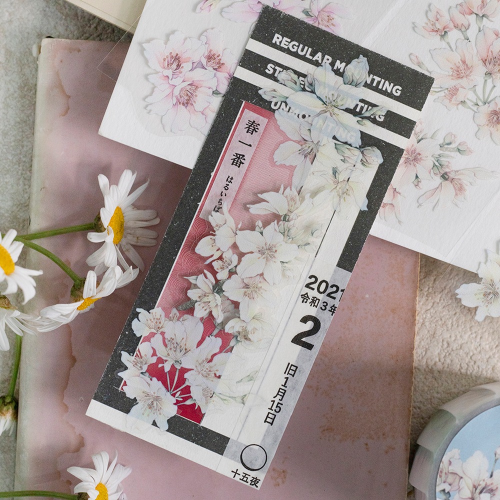 [樂意Loidesign] 櫻色(Sakura Color)さくら柄  クリアPETテープ(剥離紙付き)