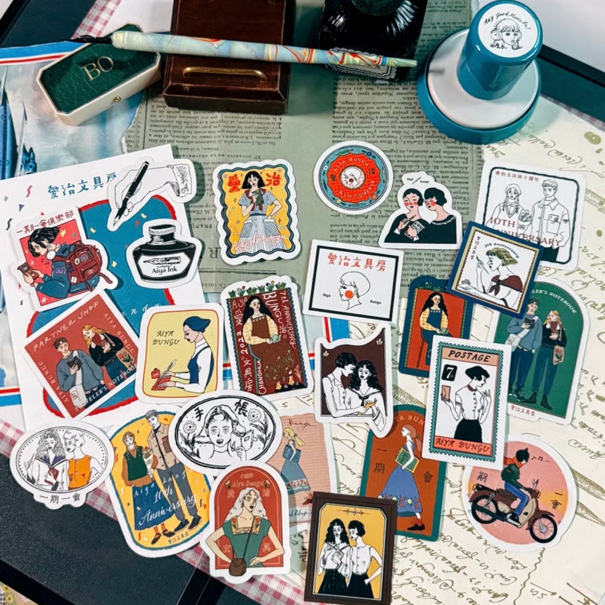 [甜蜜生活 la dolce vita] 愛治文具房十週年紀念ステッカーセット(24枚入)