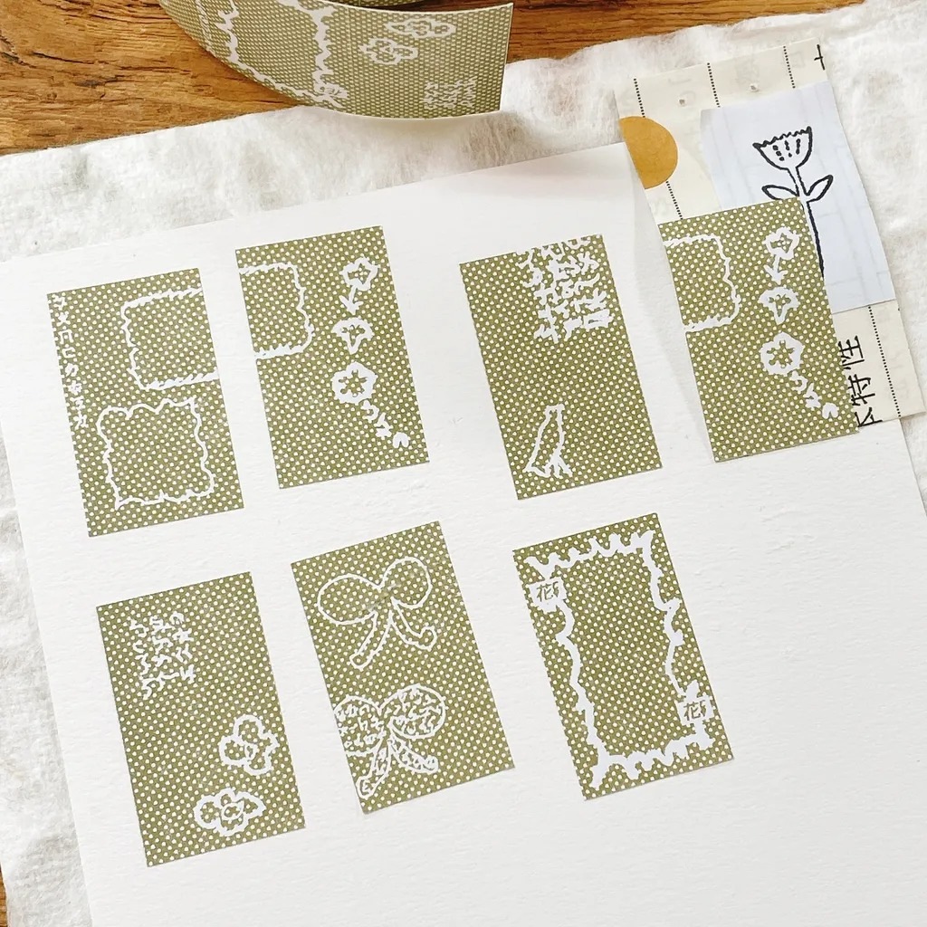 [何包蛋misshoegg] 點點綠草 ラベラーシール(約500枚入)