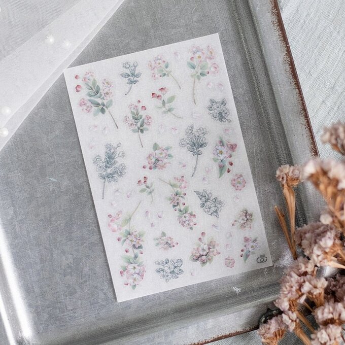 樂意Loidesign]海棠花 Malus Halliana ハナカイドウ花柄 転写シール