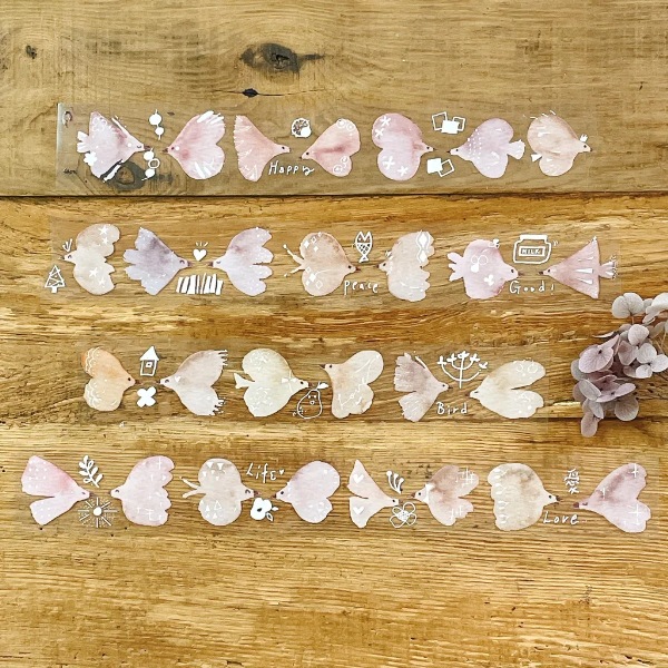 [仙女丸Fairy Maru]鳥語2 クリアPETテープ(剥離紙付き)