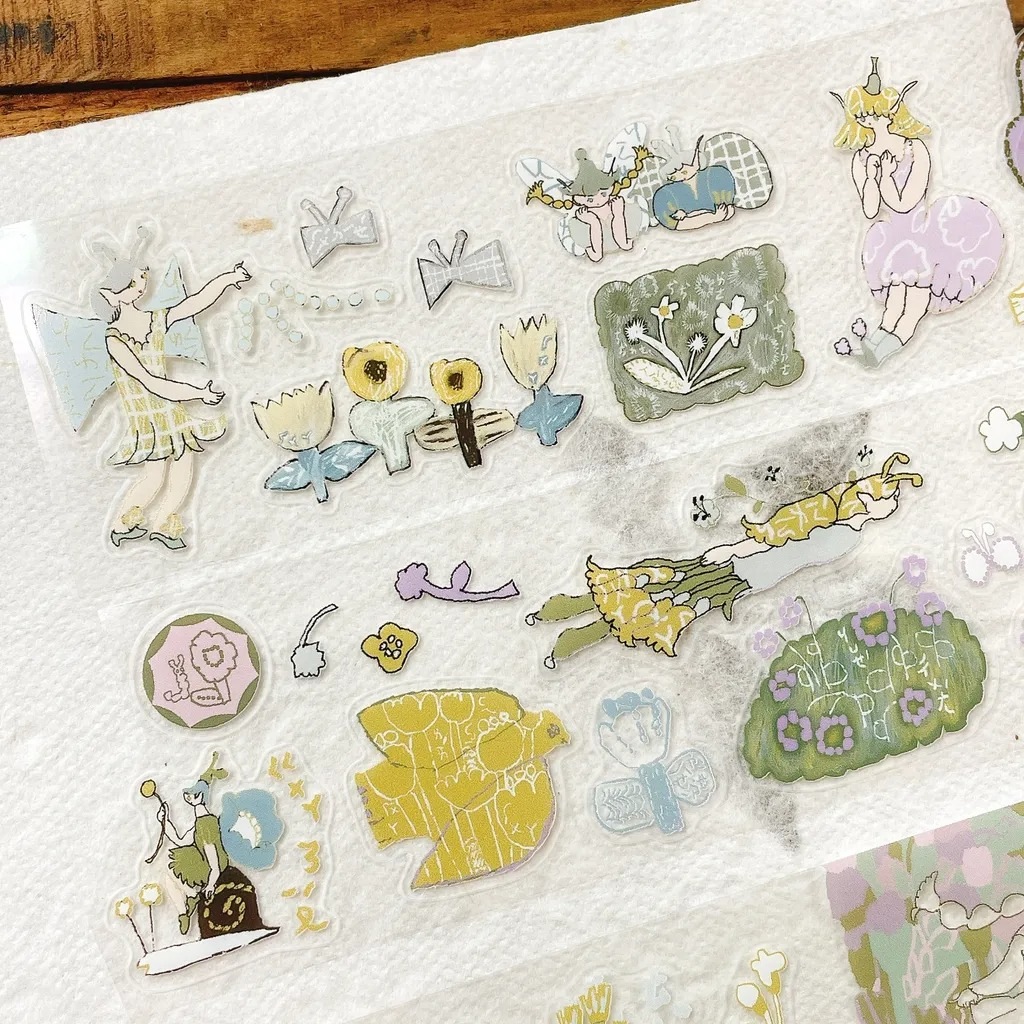 [何包蛋misshoegg] 田野花仙子 ダイカットクリアPETテープ(剥離紙付き)