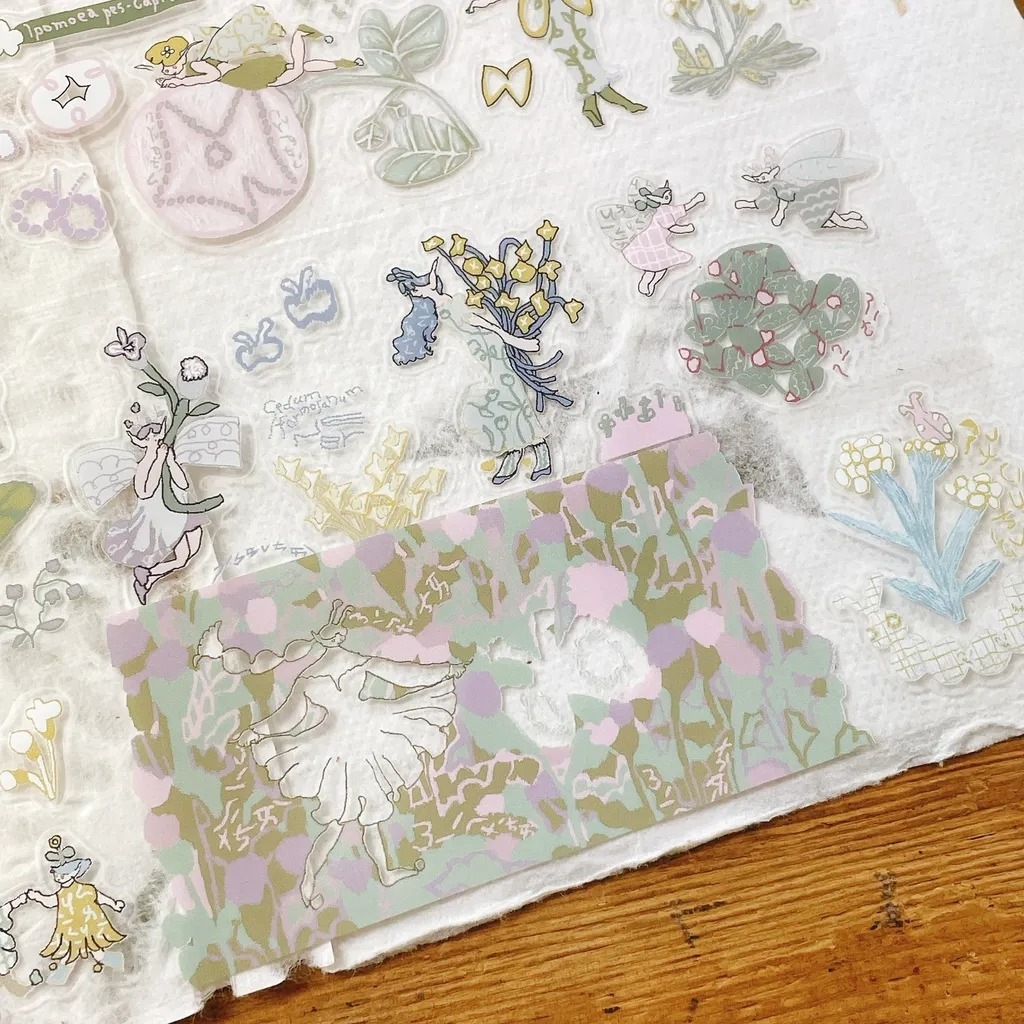 [何包蛋misshoegg] 田野花仙子 ダイカットクリアPETテープ(剥離紙付き)