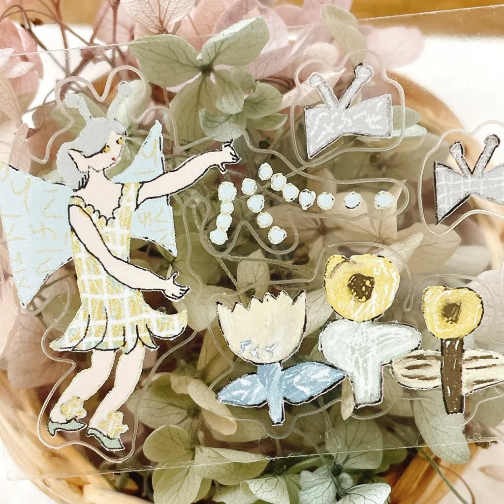 [何包蛋misshoegg] 田野花仙子 ダイカットクリアPETテープ(剥離紙付き)