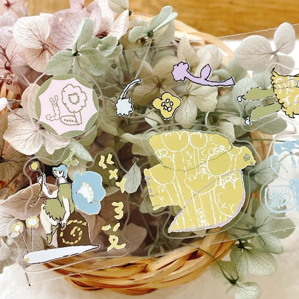 [何包蛋misshoegg] 田野花仙子 ダイカットクリアPETテープ(剥離紙付き)