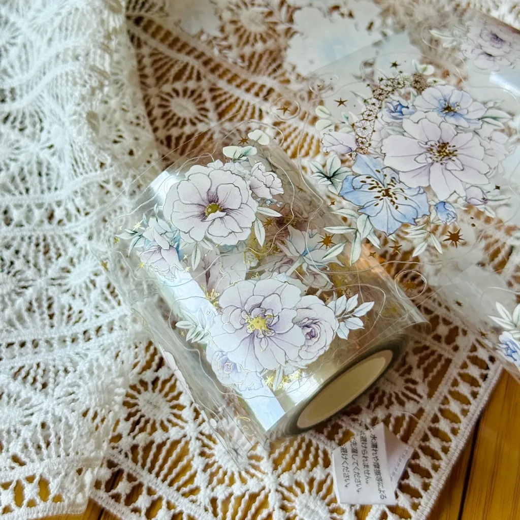 [樂意Loidesign x SOMe Market] 在晨光的玫瑰(Rose in the Morning Light) 箔押しダイカットクリアPETテープ(剥離紙付き)