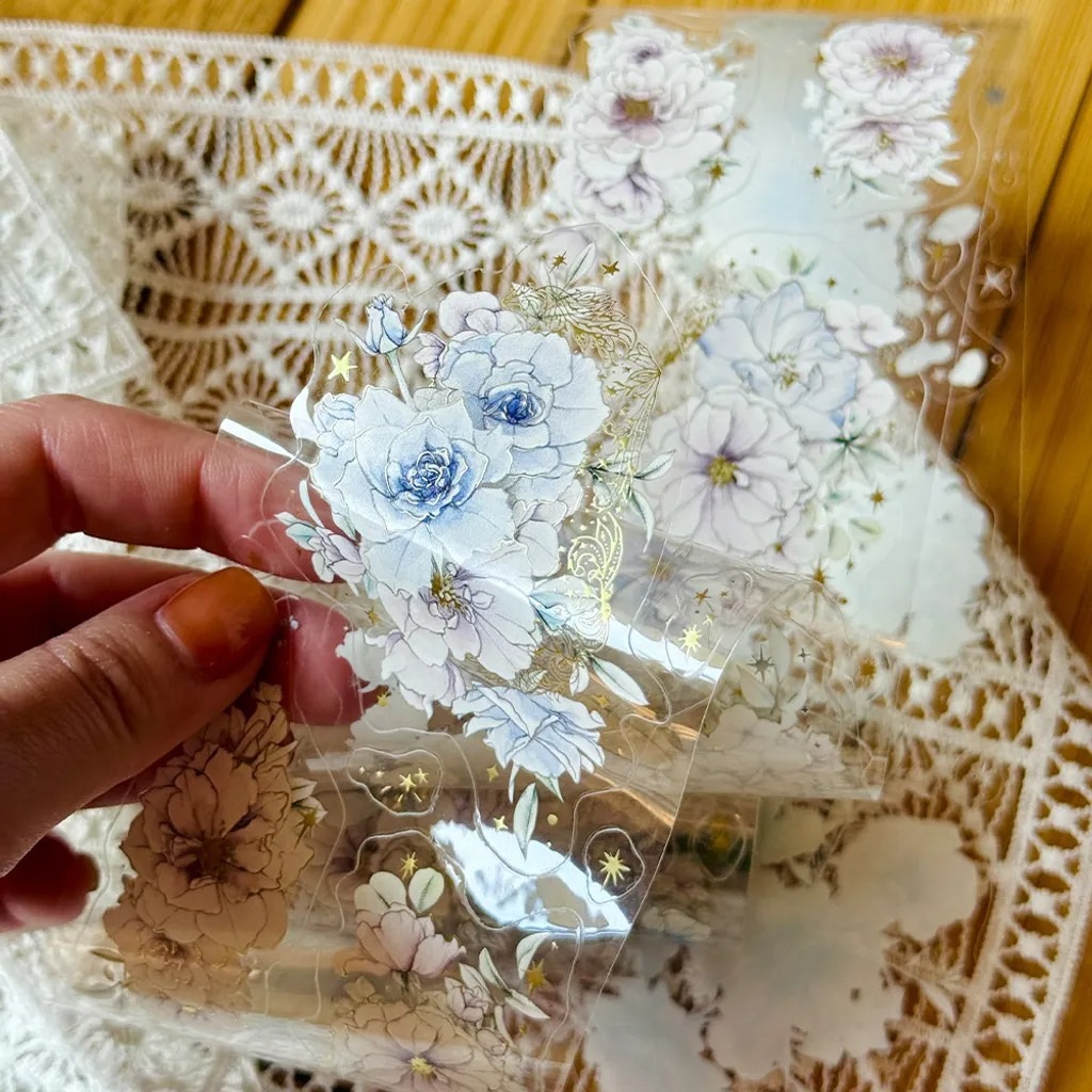 [樂意Loidesign x SOMe Market] 在晨光的玫瑰(Rose in the Morning Light) 箔押しダイカットクリアPETテープ(剥離紙付き)