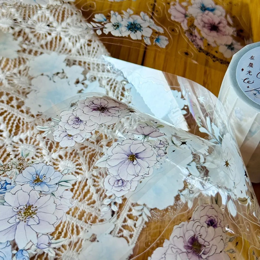 [樂意Loidesign x SOMe Market] 在晨光的玫瑰(Rose in the Morning Light) 箔押しダイカットクリアPETテープ(剥離紙付き)