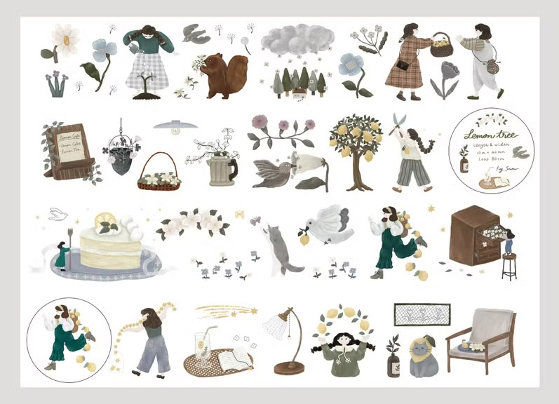 [森空Ivy Snow] 檸檬樹 Lemon Tree マットPETテープ(剥離紙付き)