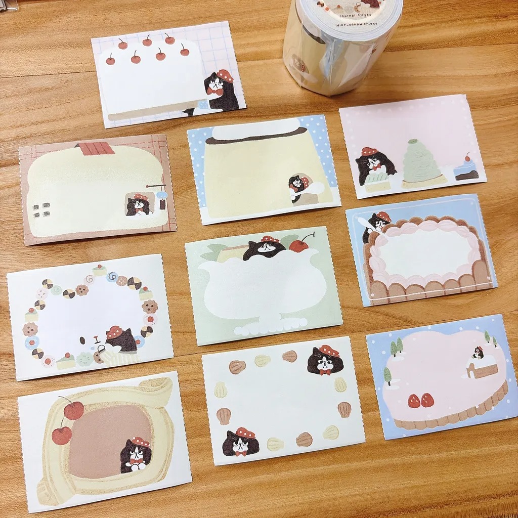 [Journal pages] 點甜店 Black cat 模造紙/トレーシングペーパー メモロールシール(剥離紙付き) 全2種類