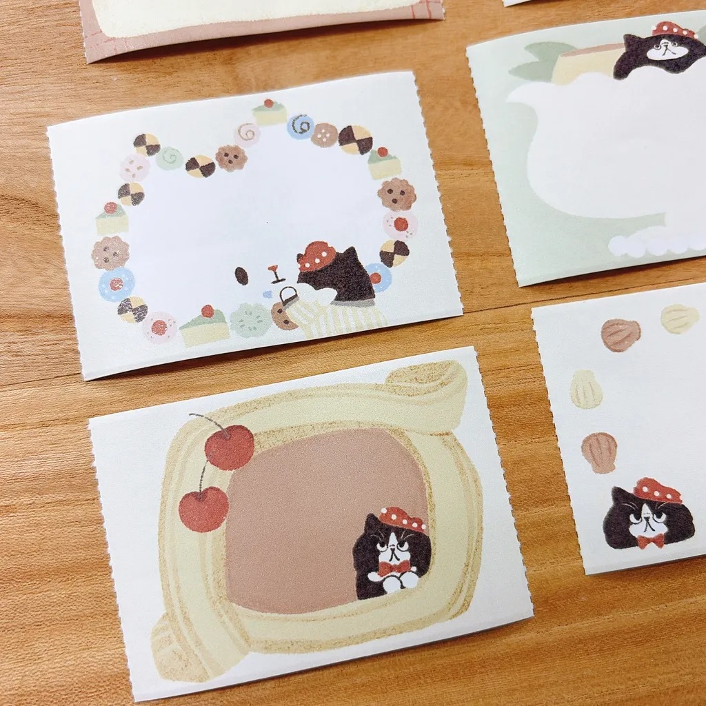 [Journal pages] 點甜店 Black cat 模造紙/トレーシングペーパー メモロールシール(剥離紙付き) 全2種類