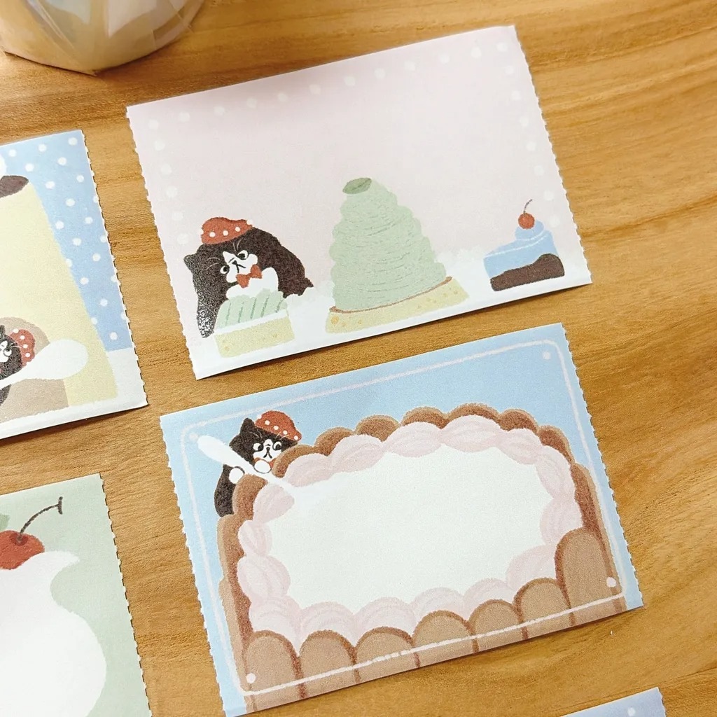 [Journal pages] 點甜店 Black cat 模造紙/トレーシングペーパー メモロールシール(剥離紙付き) 全2種類