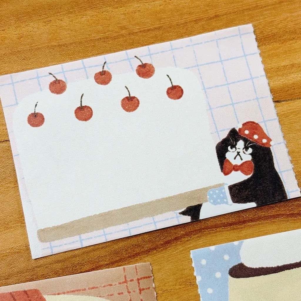 [Journal pages] 點甜店 Black cat 模造紙/トレーシングペーパー メモロールシール(剥離紙付き) 全2種類