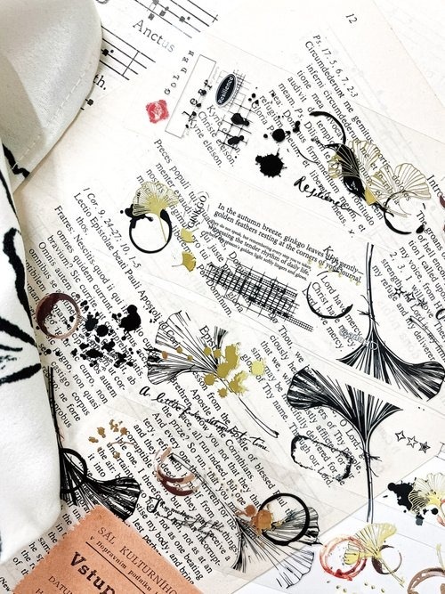 [哈秋HA7UU] 銀杏與漬 箔押しクリアPETテープ(剥離紙付き)