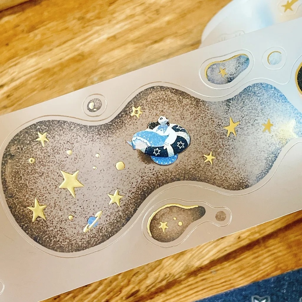 [Journal pages] Starry night 箔押しダイカットマットPET/合成紙テープ(剥離紙付き)　