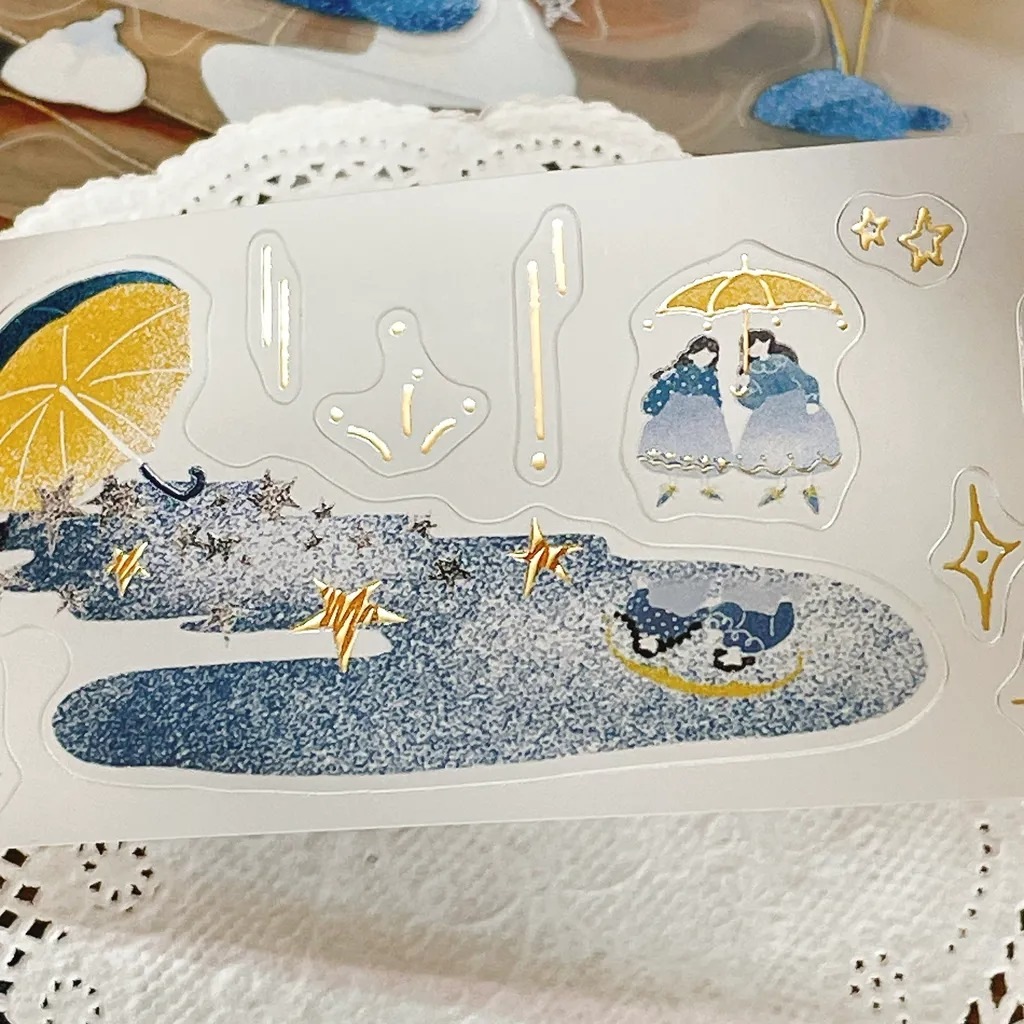 [Journal pages] Starry night 箔押しダイカットマットPET/合成紙テープ(剥離紙付き)　