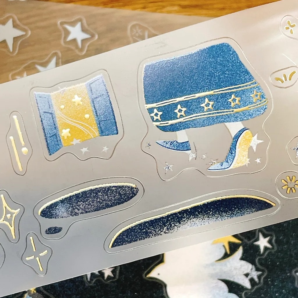 [Journal pages] Starry night 箔押しダイカットマットPET/合成紙テープ(剥離紙付き)　