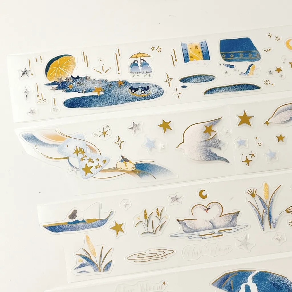 [Journal pages] Starry night 箔押しダイカットマットPET/合成紙テープ(剥離紙付き)　